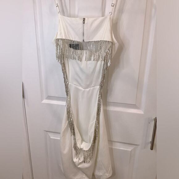 NWT NBD Revolve Rhinestone Cutout Creamy White Dress - Picture 6 of 6